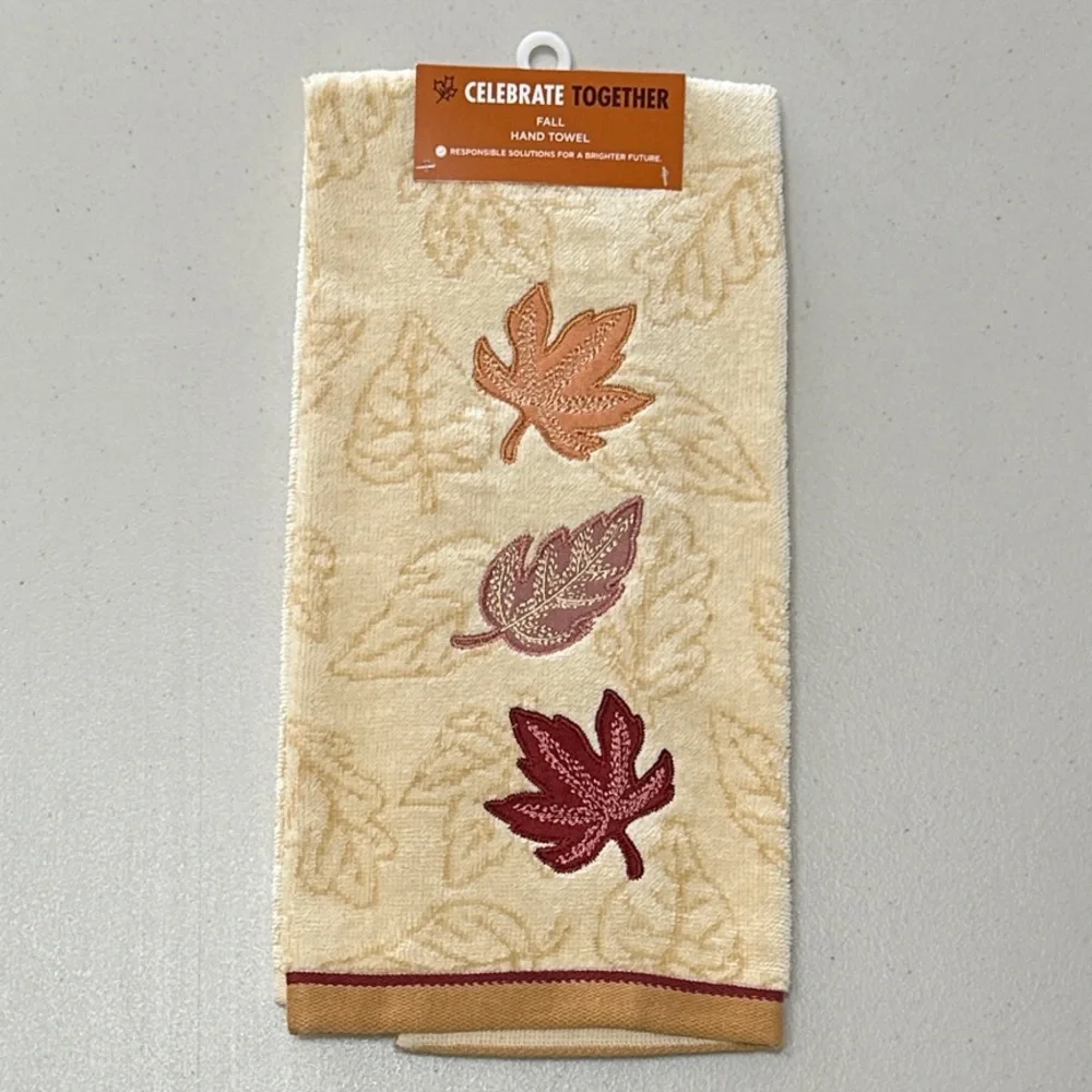 Celebrate Together Fall Hand Towel - Cream and Red
